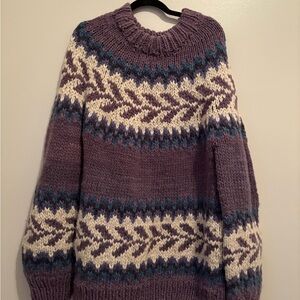 Cozy Purple and Cream Knit Sweater